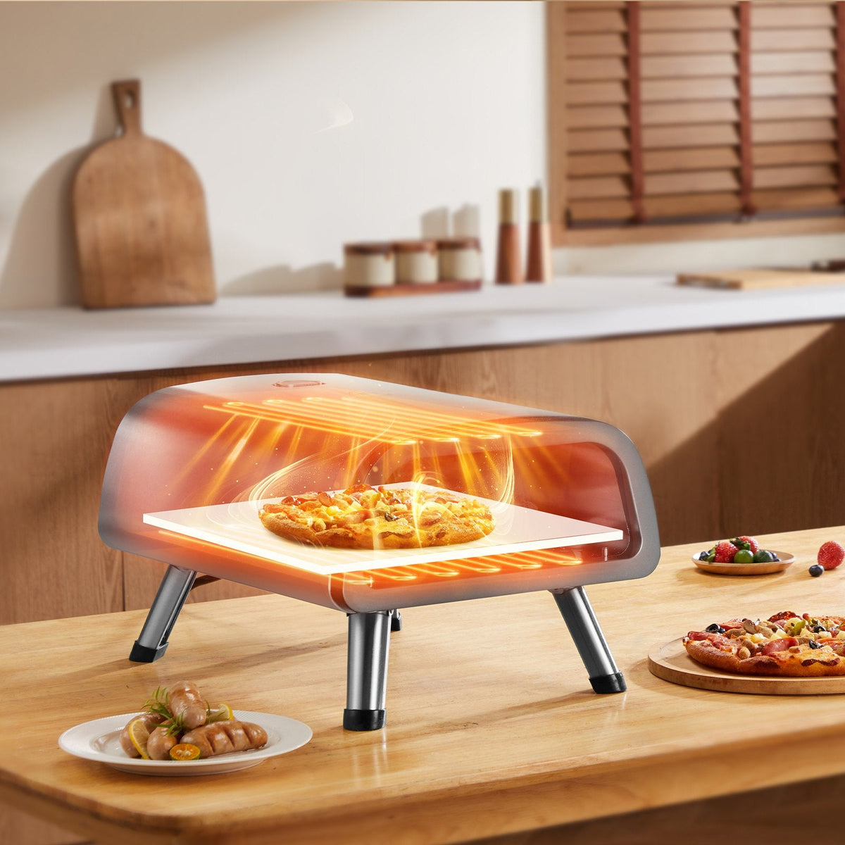 Electric Pizza Oven Countertop Pizza Maker For 12" Pizza Indoor & Outdoor
