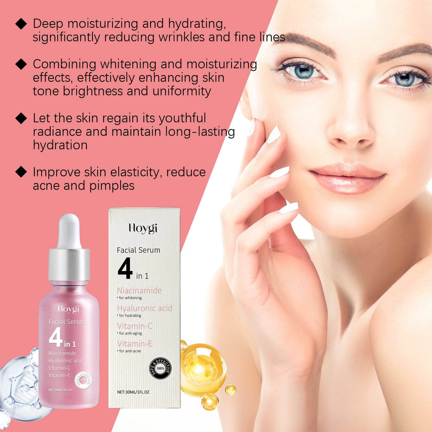 Hoygi 4 In 1 Moisturizing Essence Facial Moisturizing, Hydrating, Beauty And Even Skin Tone Multi-Effect Skin Care Essence