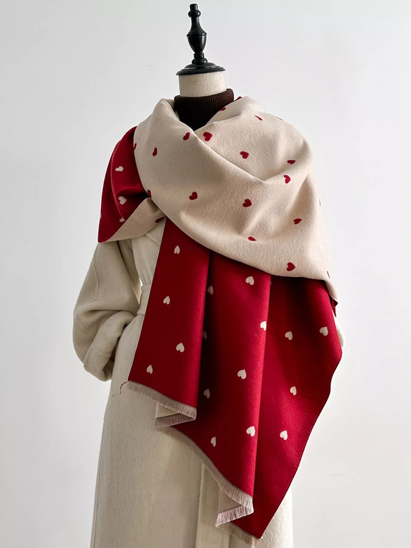 Heart Raw Hem Scarf