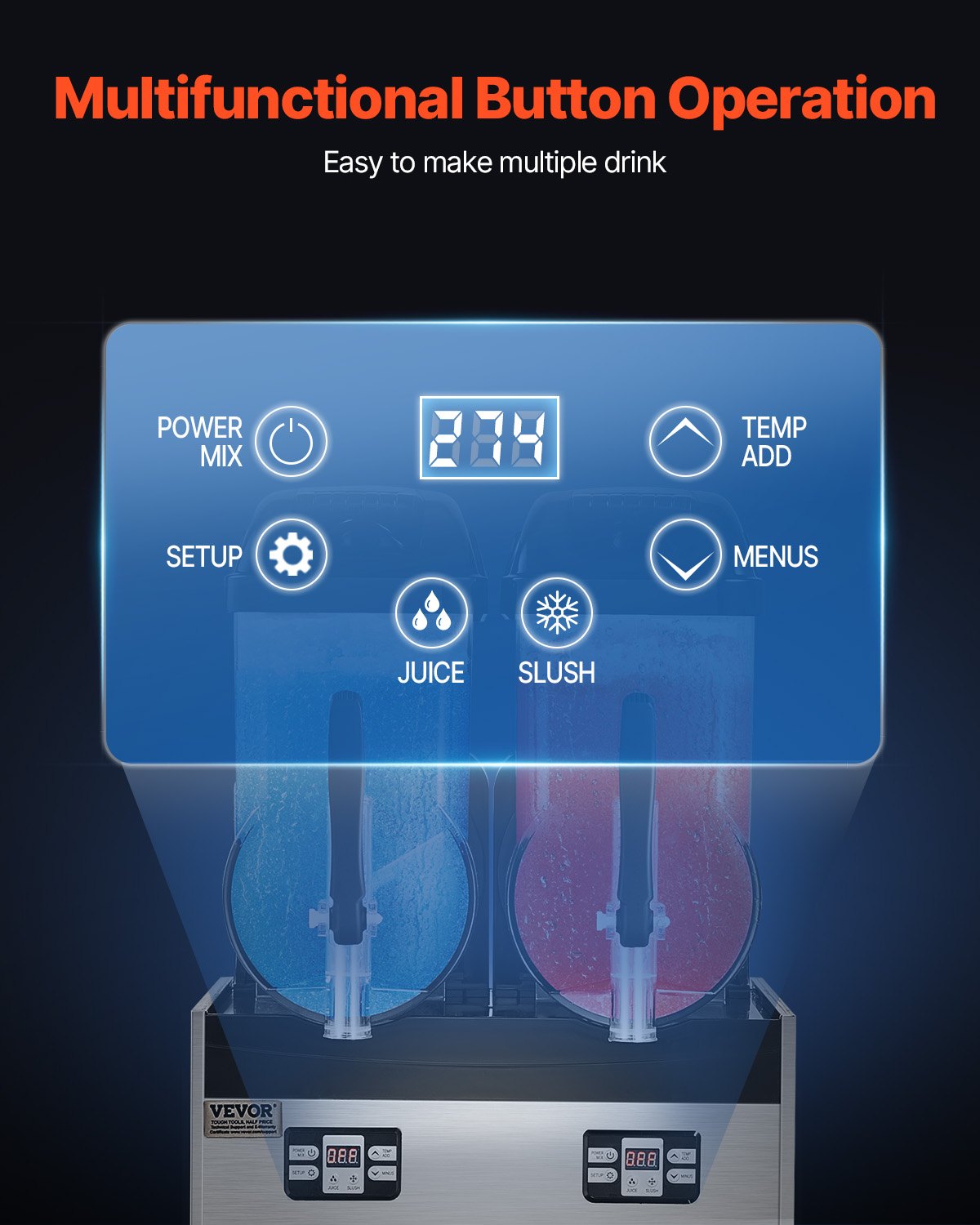 12Lx2 Tank Commercial Slushy Machine Margarita Smoothie Drink Maker