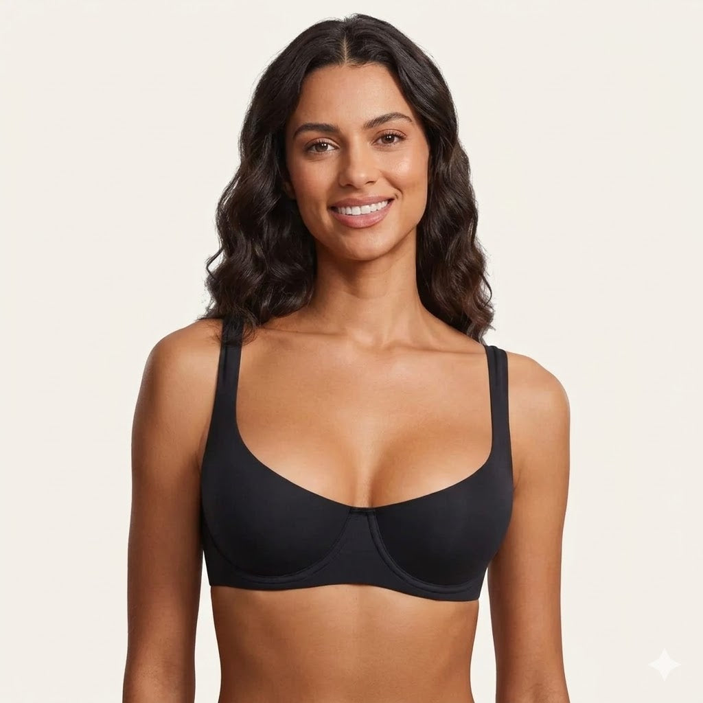 Unlined Balconette Bra Underwired Double Layer Cup Adjustable Straps Soft Stretchy Invisible Under Low Cut Tops SpringStatements