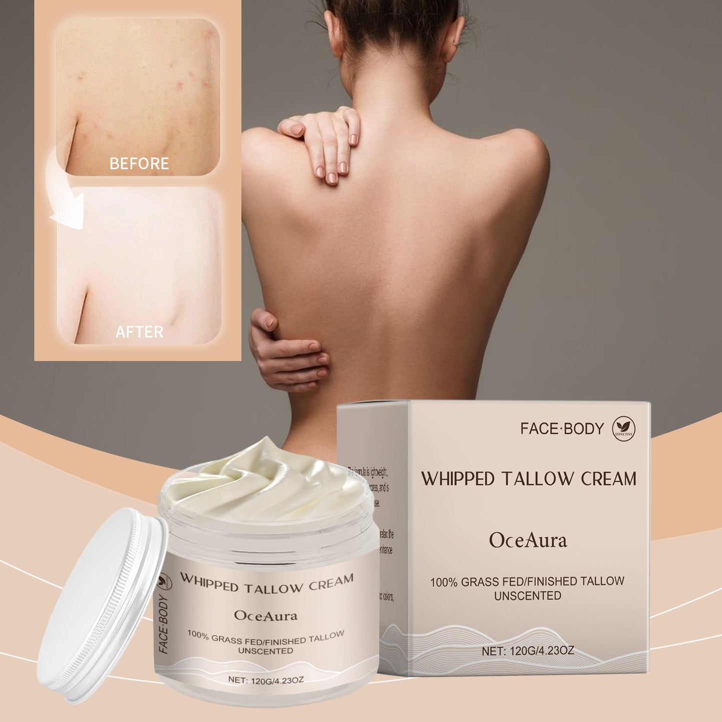 OceAura Moisturizing Cream Tallow Cream, Moisturizing And Nourishing Dry Skin Skin Elastic Tallow Cream