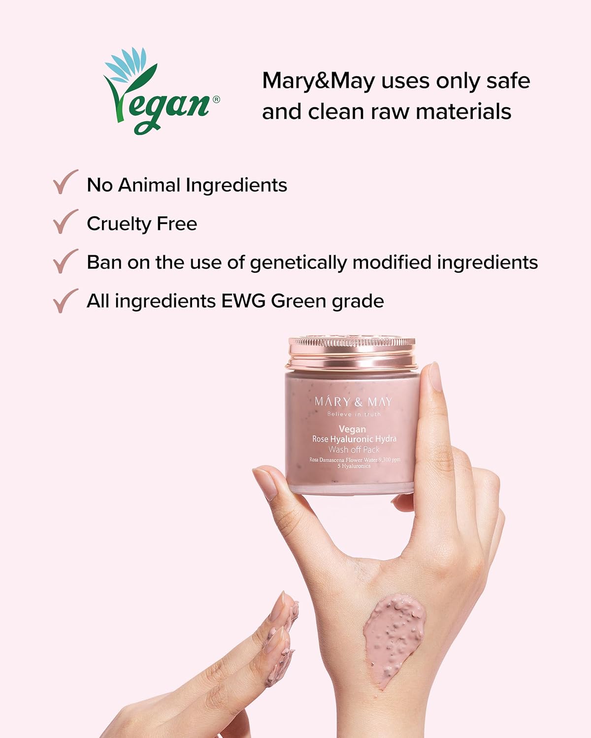 Mary & May Vegan Rose Hyaluronic Hydra Wash Off Pack