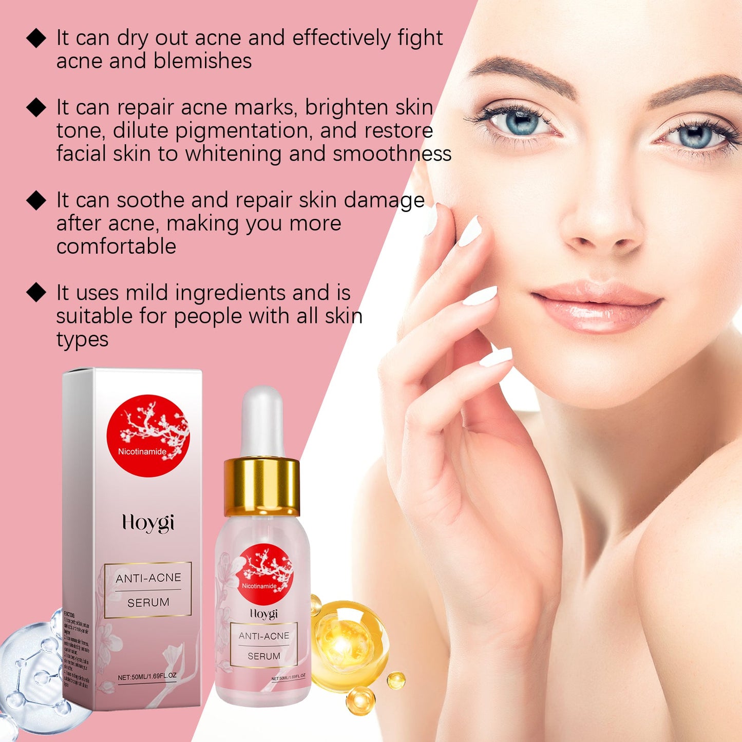 Hoygi Nicotinamide Anti-Acne Serum Mild Anti-Acne Serum Improve Acne Moisturizing Repair Serum
