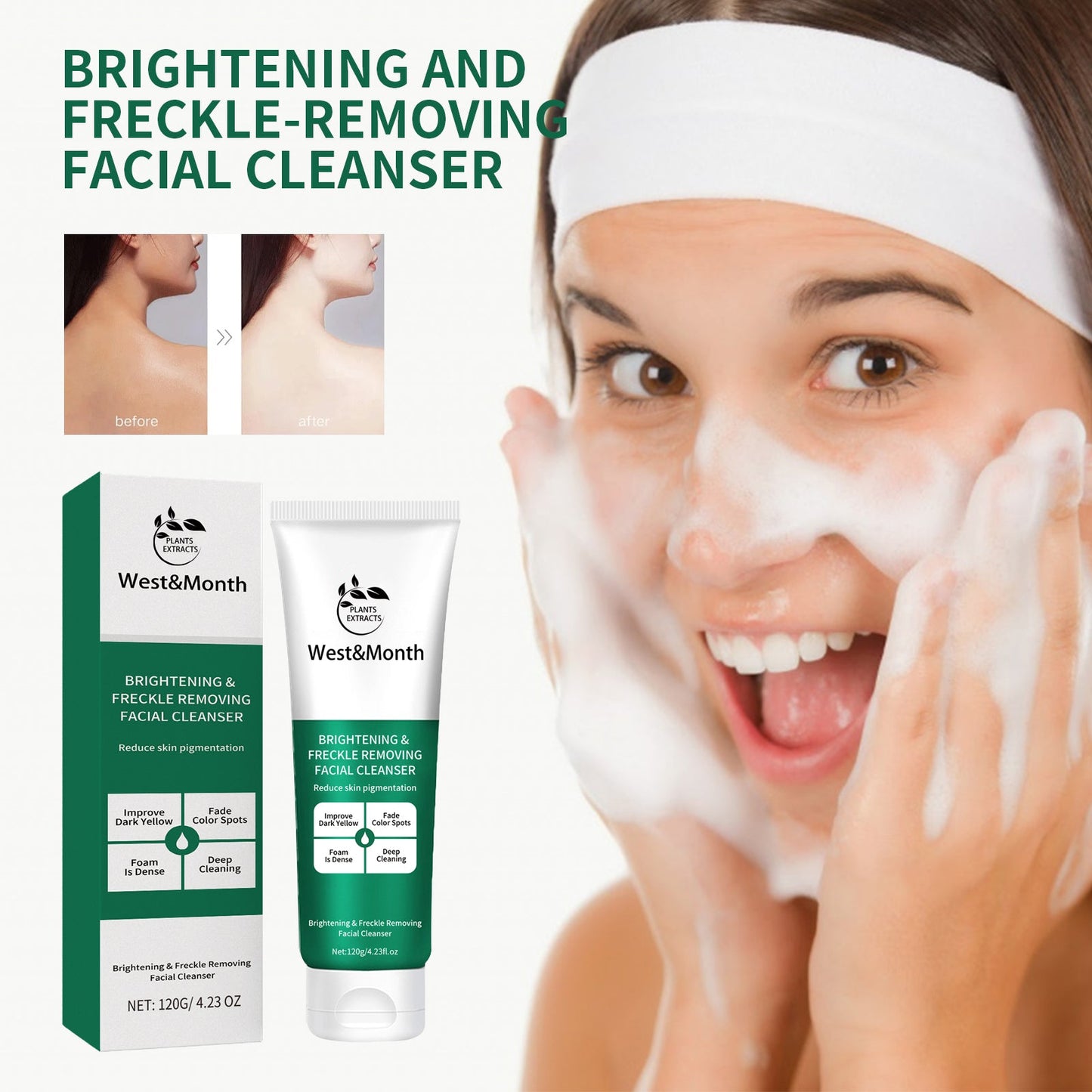 West&Month Brightening And Freckle-removing Facial Cleanser, Cleansing And Brightening Skin Moisturizing And Non-tightening Cleanser