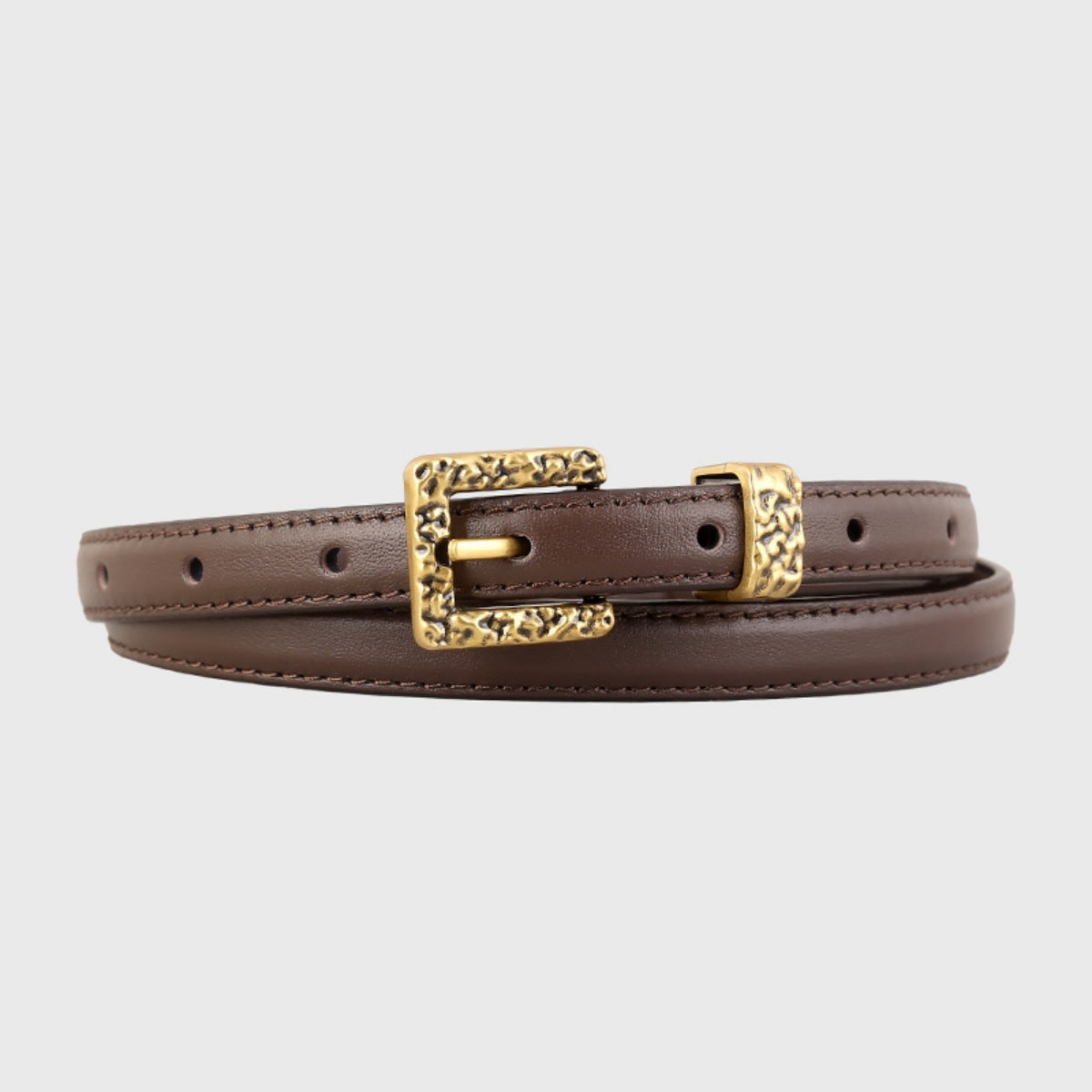 Skinny Leather Belt with Buckle