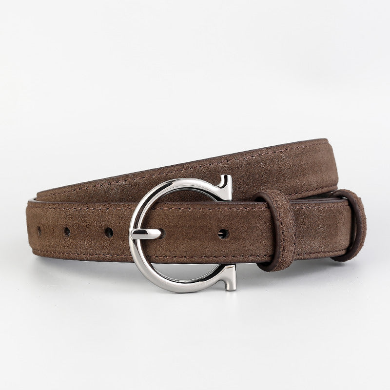 Leather Belt with Silver Buckle