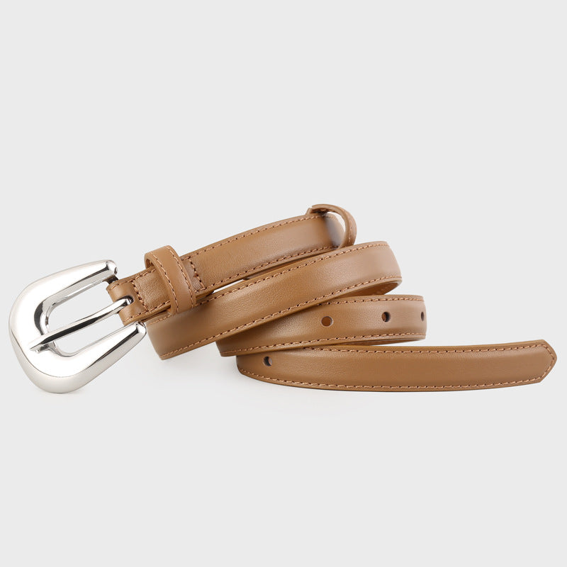 Leather Belt with Silver Buckle