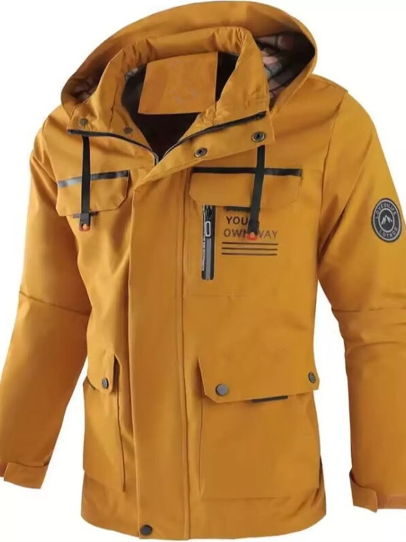 Men's Plus Size Hooded Outdoor Windproof Coat