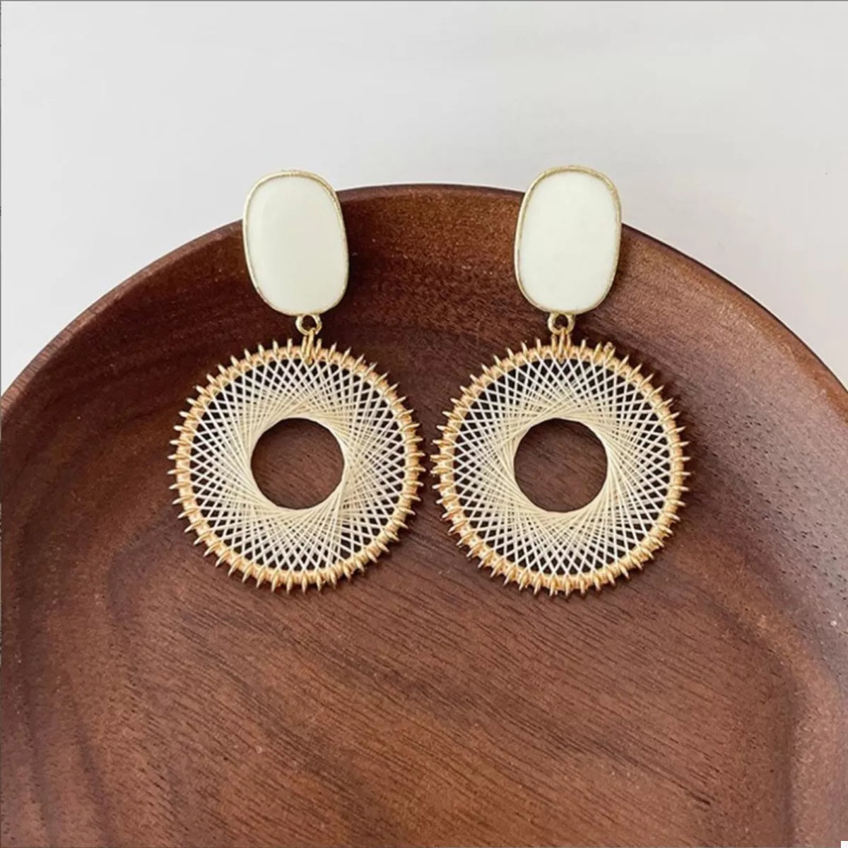 18K Gold-Plated Circle Dangle Earring