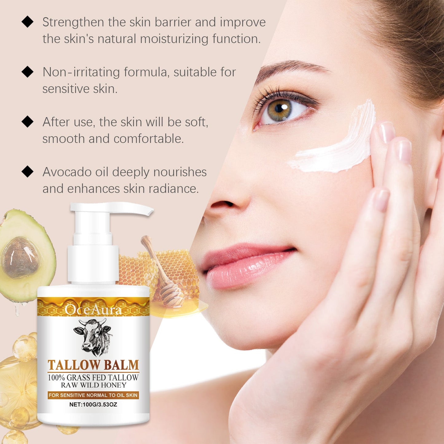 OceAura Honey Butter Moisturizer Skin Dry Skin Hydrating Refreshing Non-Sticky Body Moisturizer