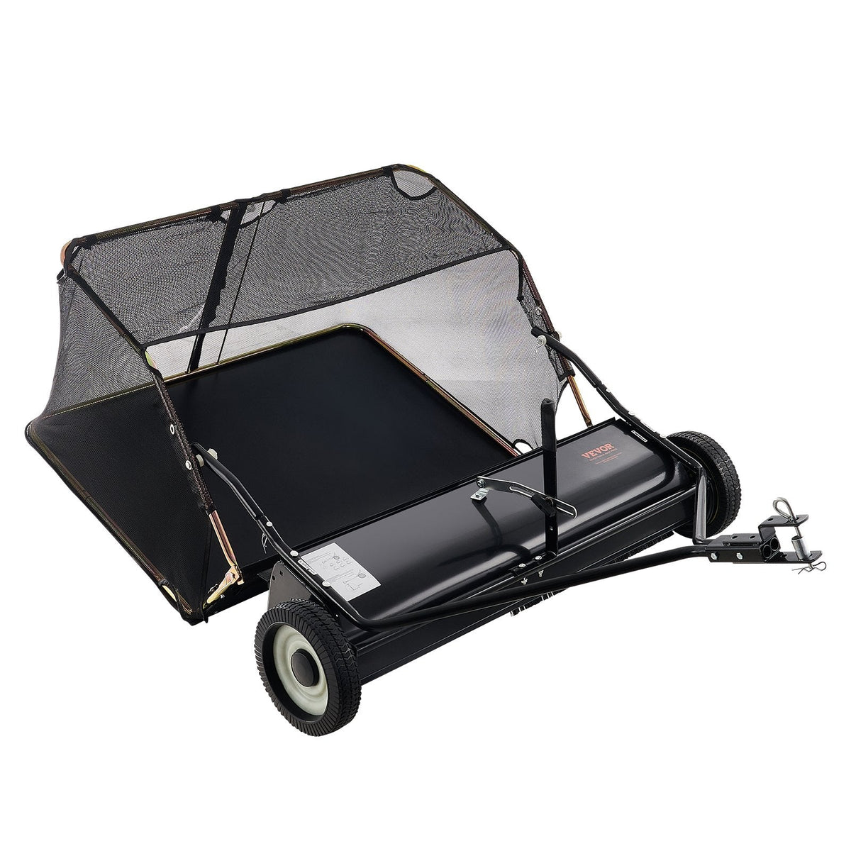 VEVOR Tow-Behind Lawn Sweeper 42-inch Leaf Yard Collector 12 Cu.ft. Adjustable