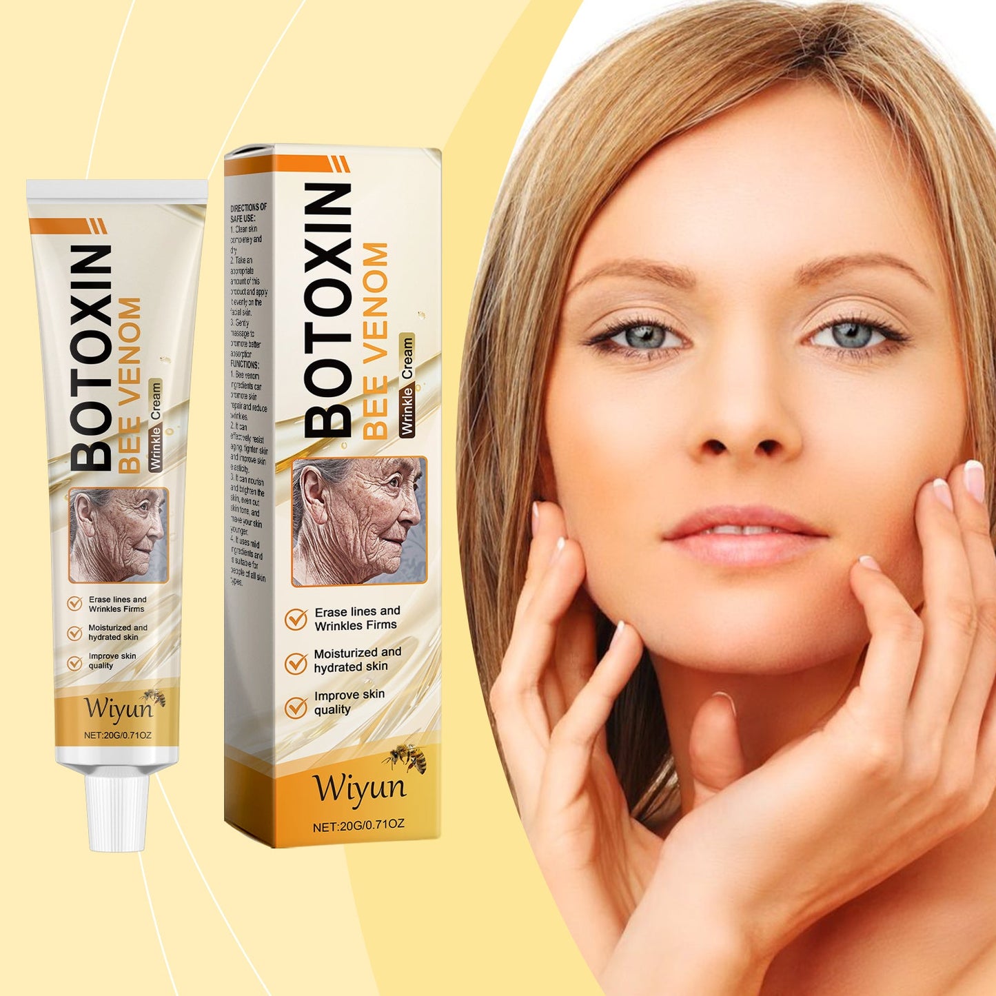 Wiyun Bee Venom Skin Care Cream, Gentle Nourishing Care Facial Skin Moisturizing Hydrating Tender Skin Care Cream