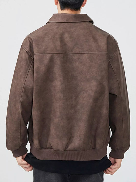Men's Plus Size Long Sleeve Zip-Up Jacket