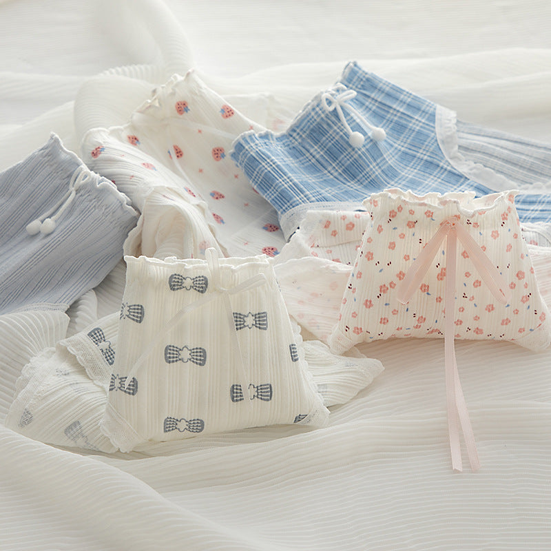 Bow Sweet Little Floral Ribbed Panties