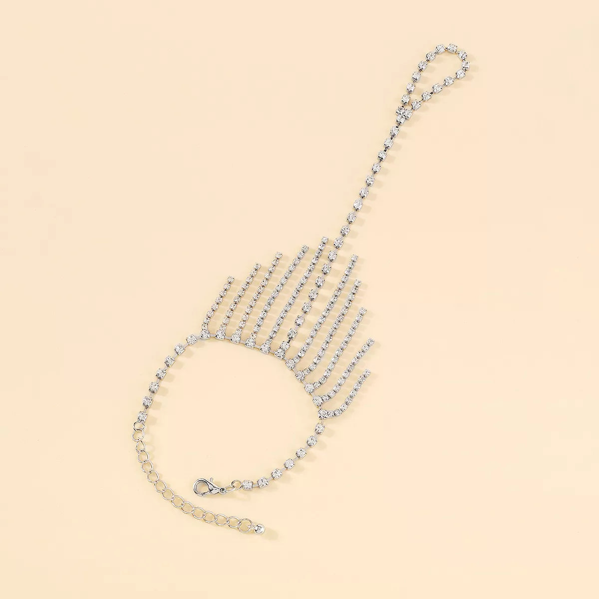 Rhinestone Fringe Hand Chain Bracelet