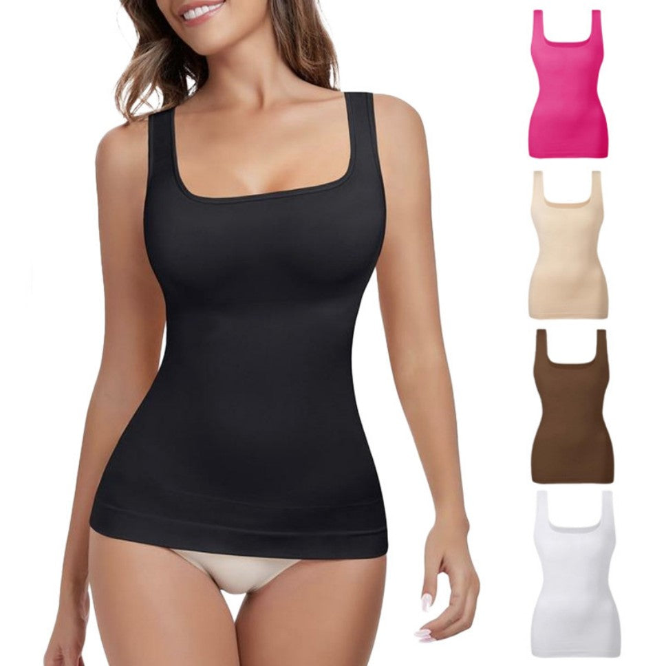 Women's Tummy Control Shapewear Tank Tops Seamless Square Neck Compression Tops Slimming Body Shaper Camisole