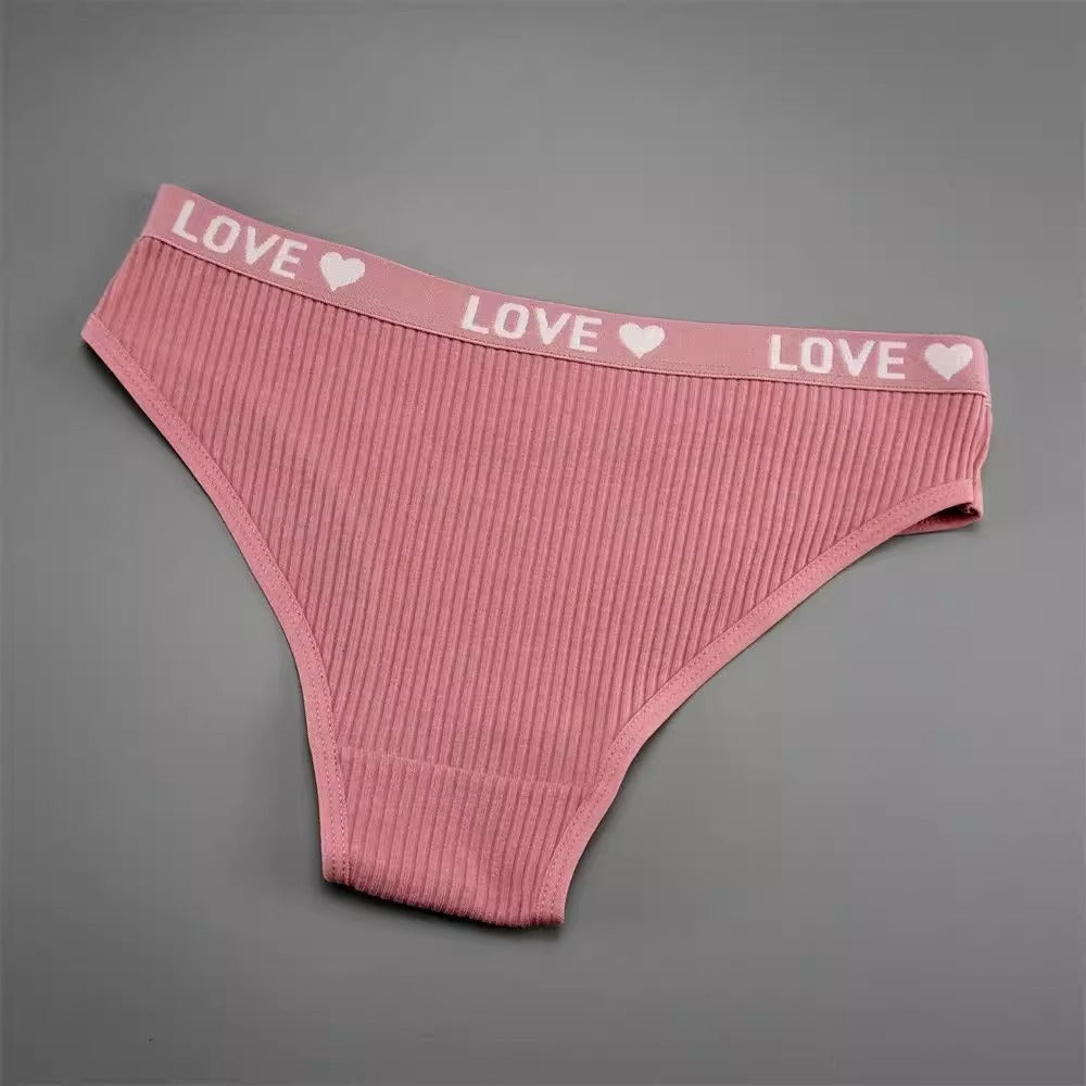 V-shaped Lady's Pure Cotton Ribbed Panties