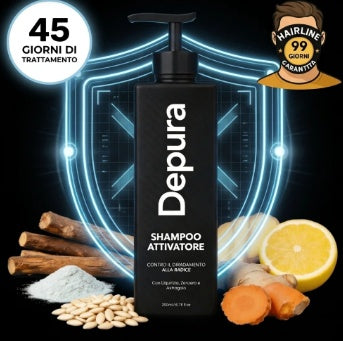 Depura Activating Shampoo Zinc & Activated Charcoal Deep Clean Scalp Detox Shampoo For Hair Loss