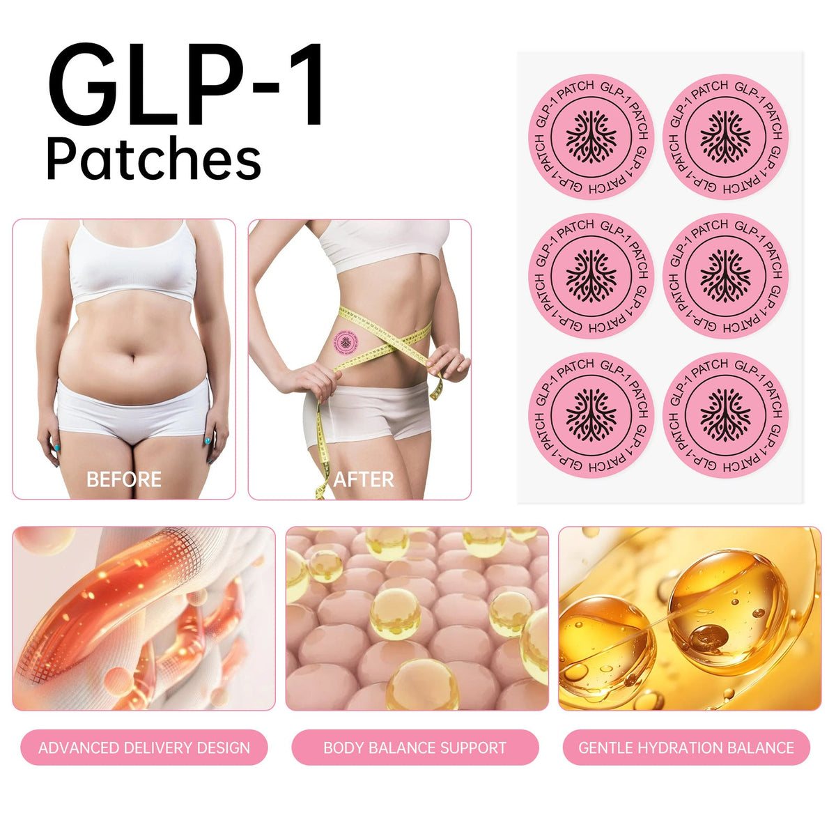 Body Care Patches 30 Pieces GLP Patches For Healthy Shape Support