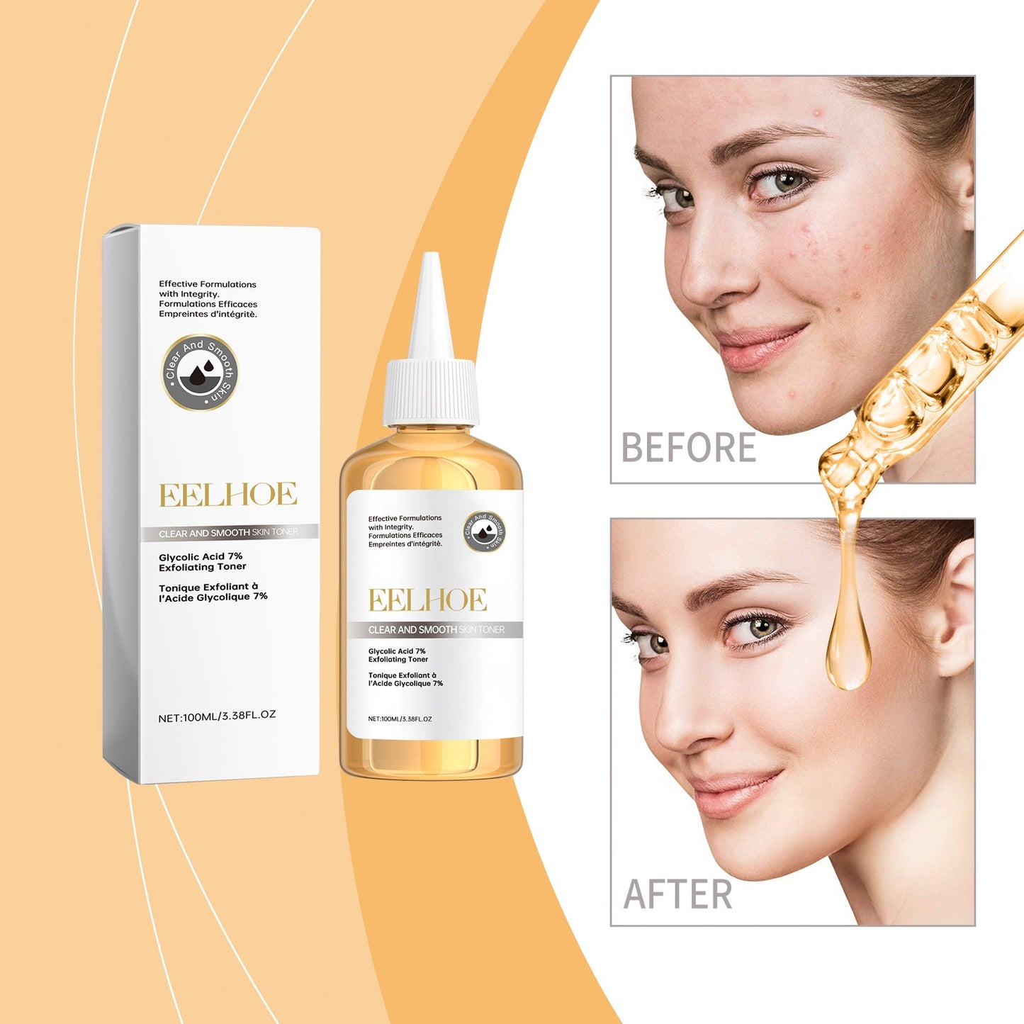 EELHOE 7% Glycolic Acid Toner, Facial Repair Skin Lightening Skin Firming, Moisturizing And Delicate