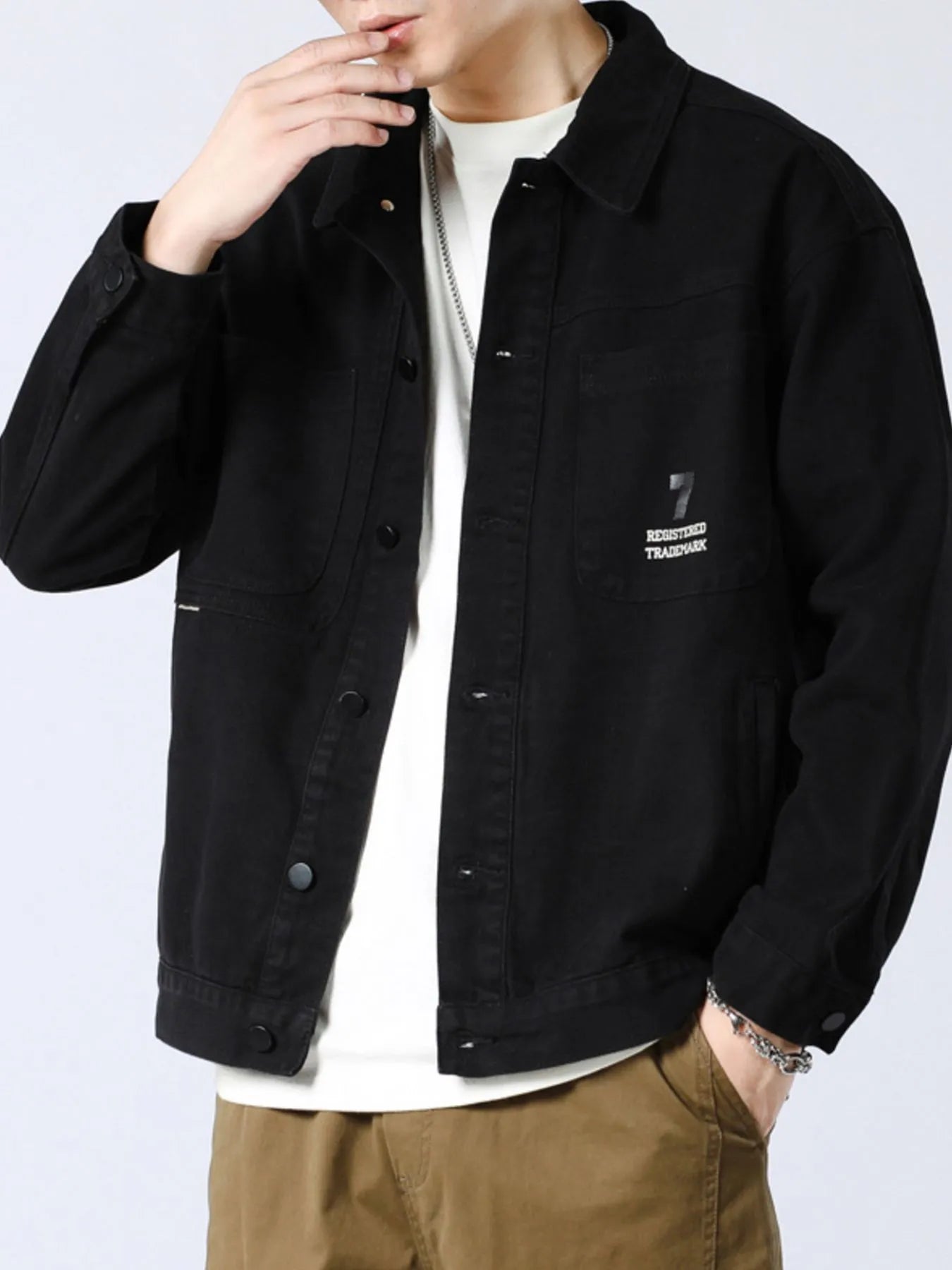 Men's Full Size Button Up Long Sleeve Shacket Plus Size