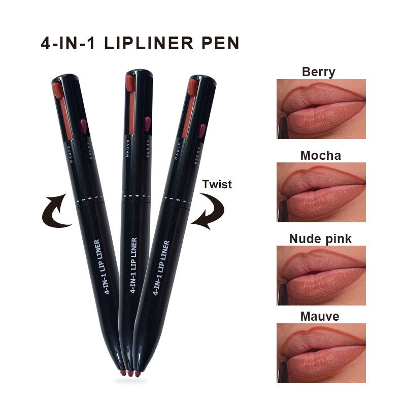 4 In 1 Makeup Pen Multifunctional Makeup Pen With Eyeliner, Lip Liner, Eyebrow Pencil, And Highlighter Portable Travel Easy-To-Apply Makeup Pencil