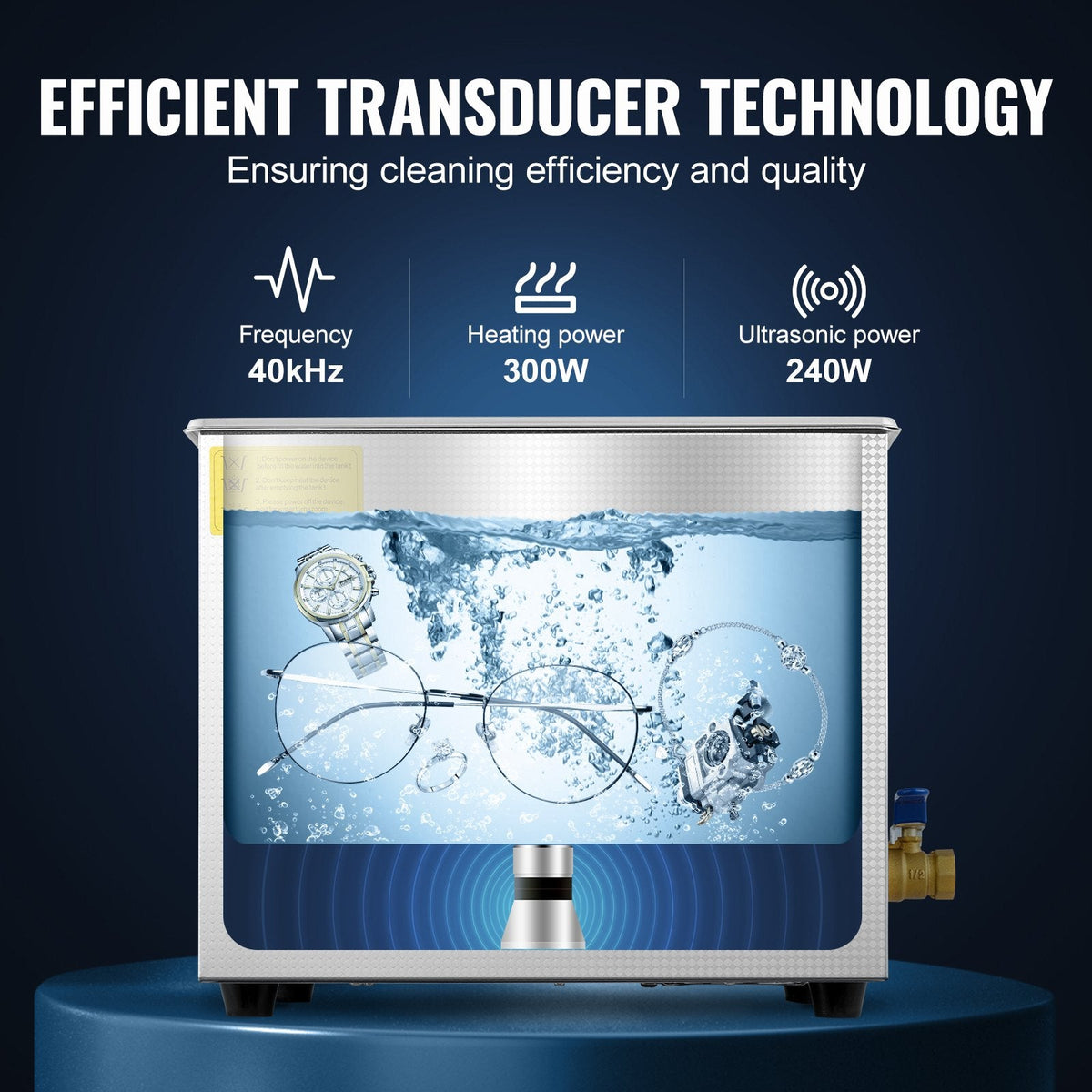 VEVOR Professional Ultrasonic Cleaner, 10L Ultrasonic Jewelry Cleaner With Digital Timer & Heater, Stainless Steel Industrial SonicCleaner 40kHz For Glasses, Watches, Rings, Small Parts