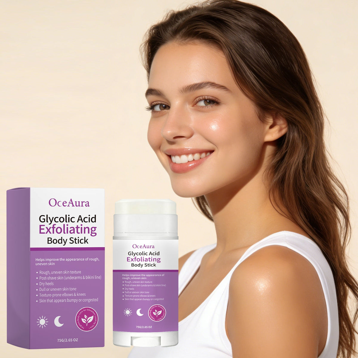 OceAura Moisturizing Glow Body Stick, Gentle Refreshing Solid Body Balm For Hydrating Soft Smooth Skin Daily Body Care