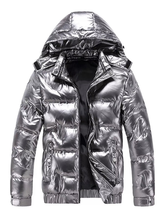 Men's Plus Size Zip Up Hooded Puffer Jacket