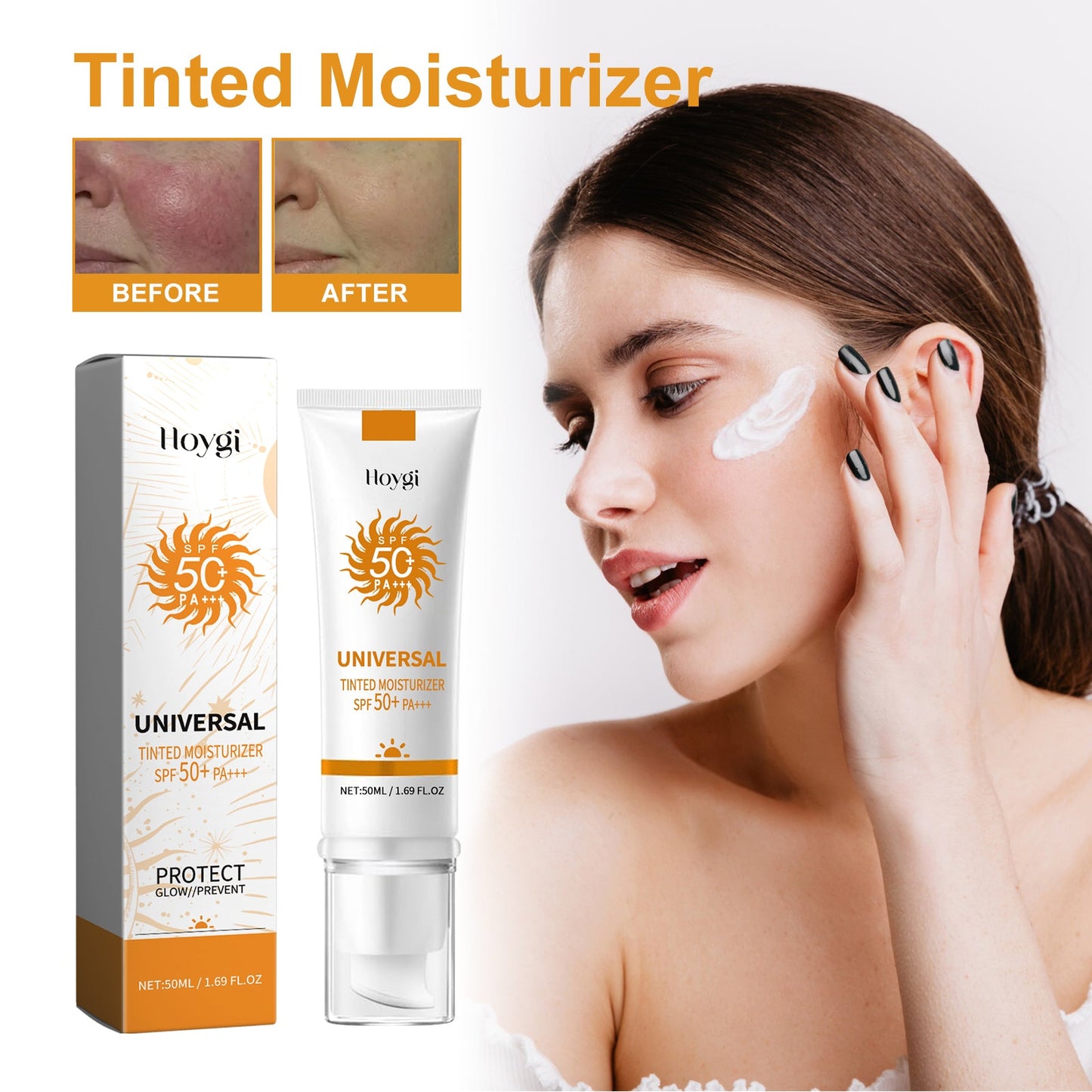 Hoygi Tinted Moisturizer, Outdoor UV Protection Brightening Skin Hydrating Protective Cream