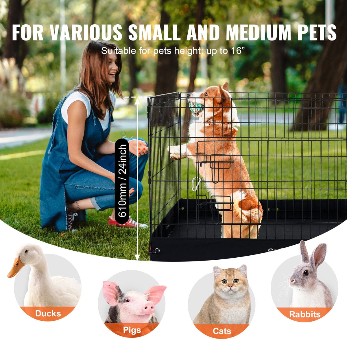 Dog Playpen 4 Panels Foldable Metal Dog Exercise Pen With Bottom Pad 36 In