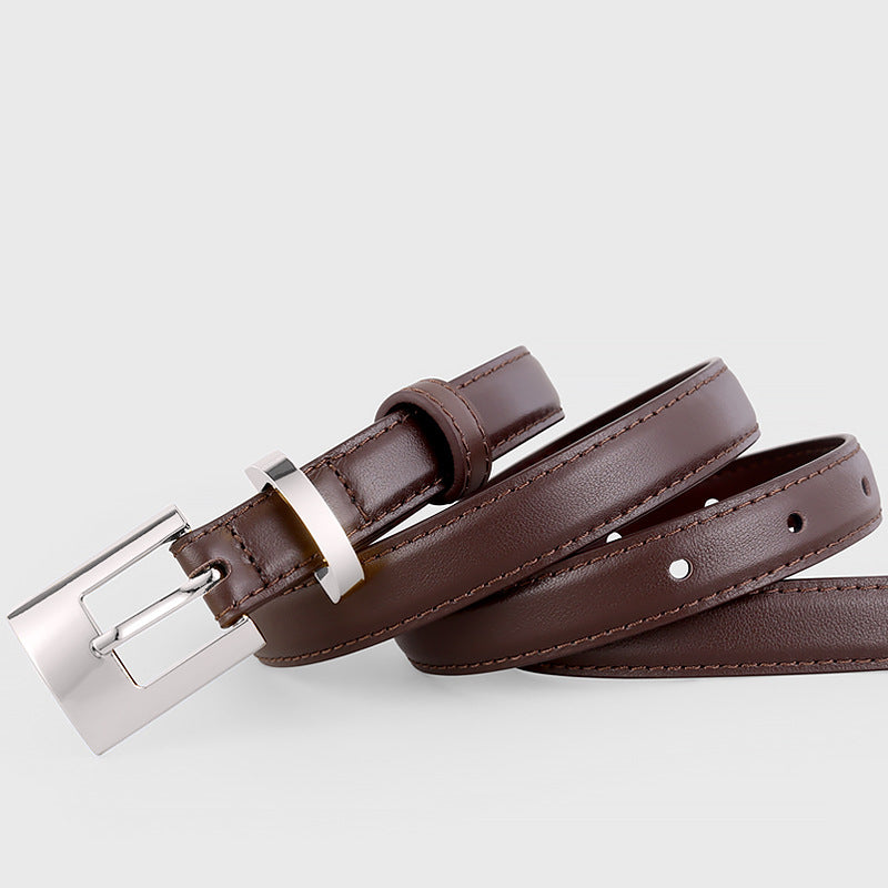 Leather Belt with Silver Buckle