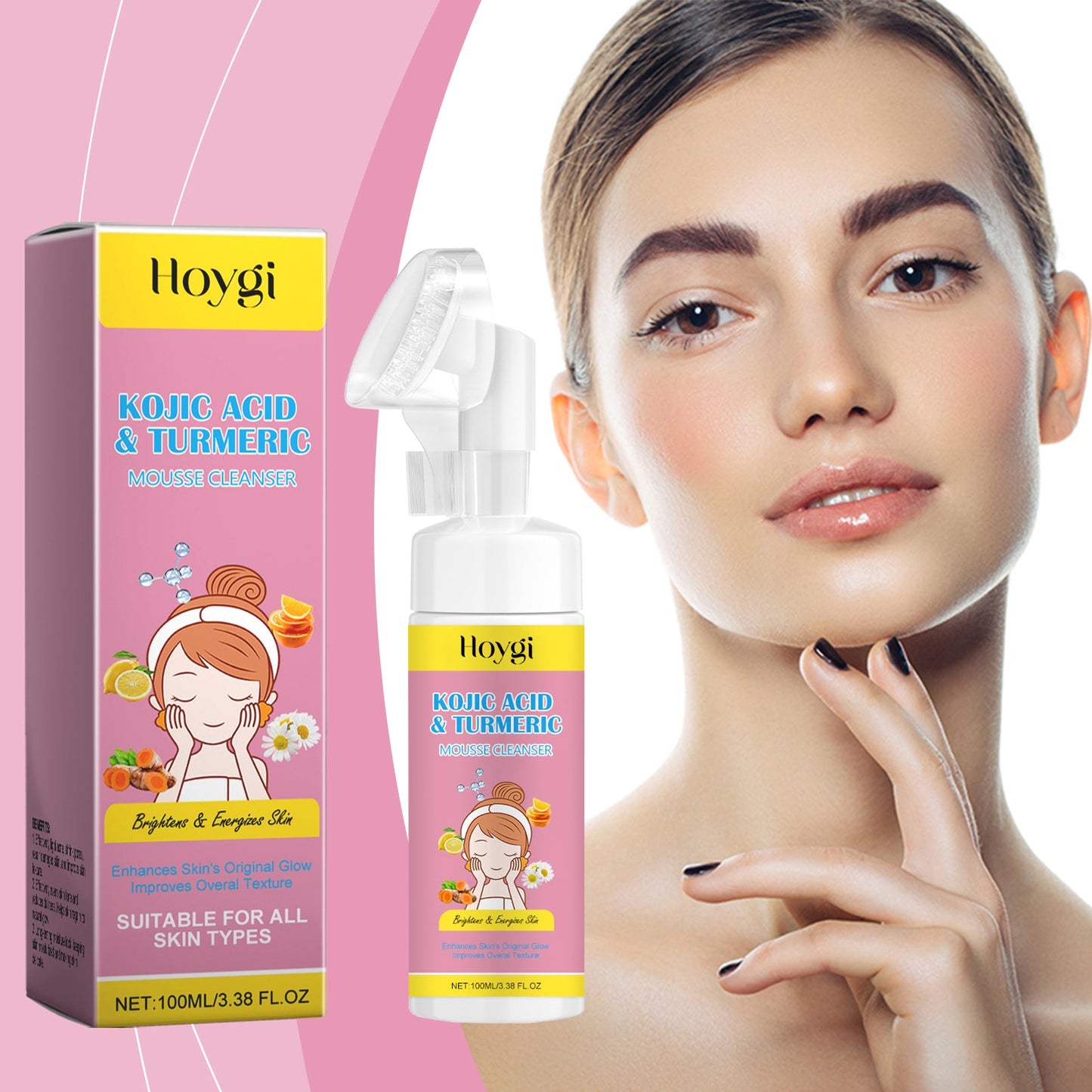 Hoygi Turmeric Kojic Acid Mousse Cleanser Facial Cleansing Hydrating Moisturizing And Rejuvenating Cleanser