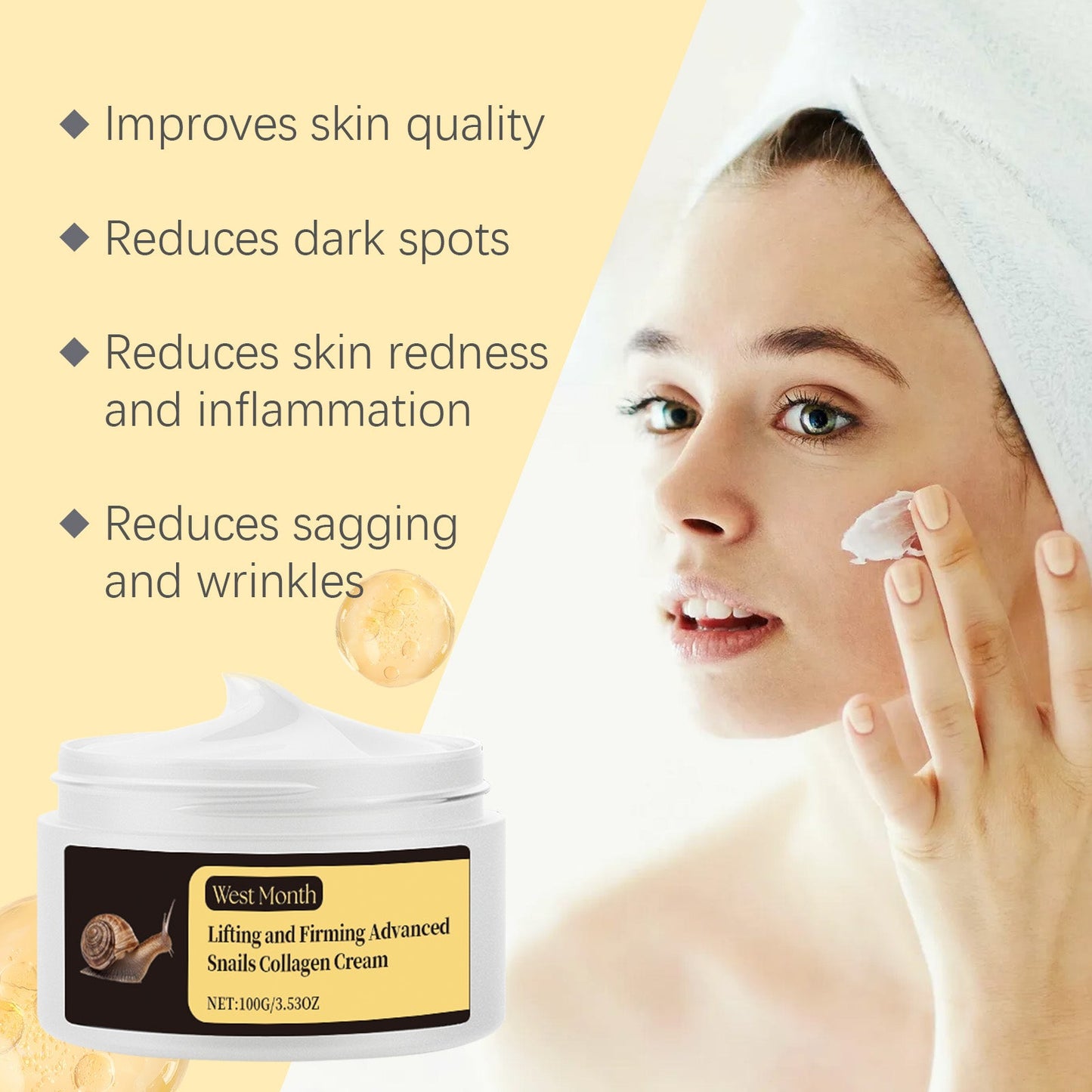 West&Month Cochlear Collagen Firming Cream Moisturizes And Nourishes Dry Skin, Refreshing And Brightening Face Cream
