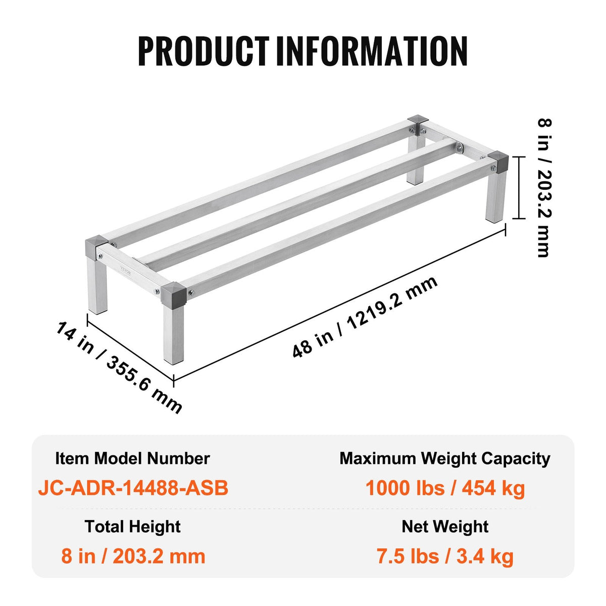 Newly Upgrade VEVOR Aluminum Dunnage Rack Stationary Dunnage Rack Storage Rack