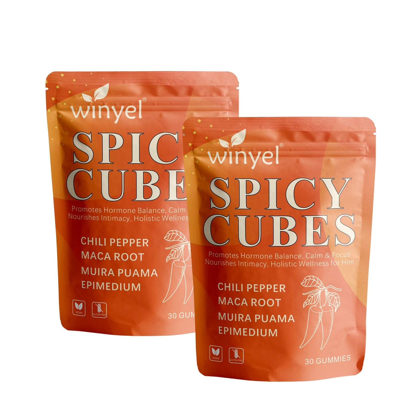 Spicy Cubes, Intimacy Gummies With Chili Pepper, Muira Puama, Maca Root, Epimedium, Helps Promote Hormone Balance, Calmness And Intimacy Wellness, Peach Flavor, 30 Gummies