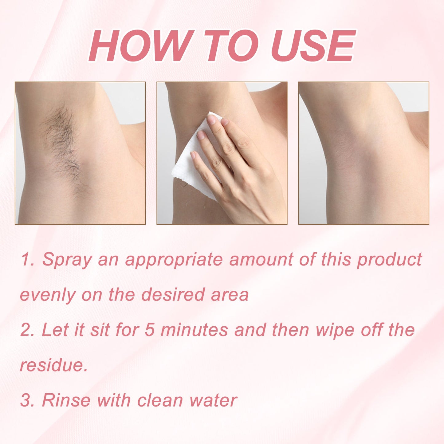EELHOE Hair Removal Spray, Underarm Quick Hair Removal Gentle Pore Contraction Smooth Delicate Cleansing Spray