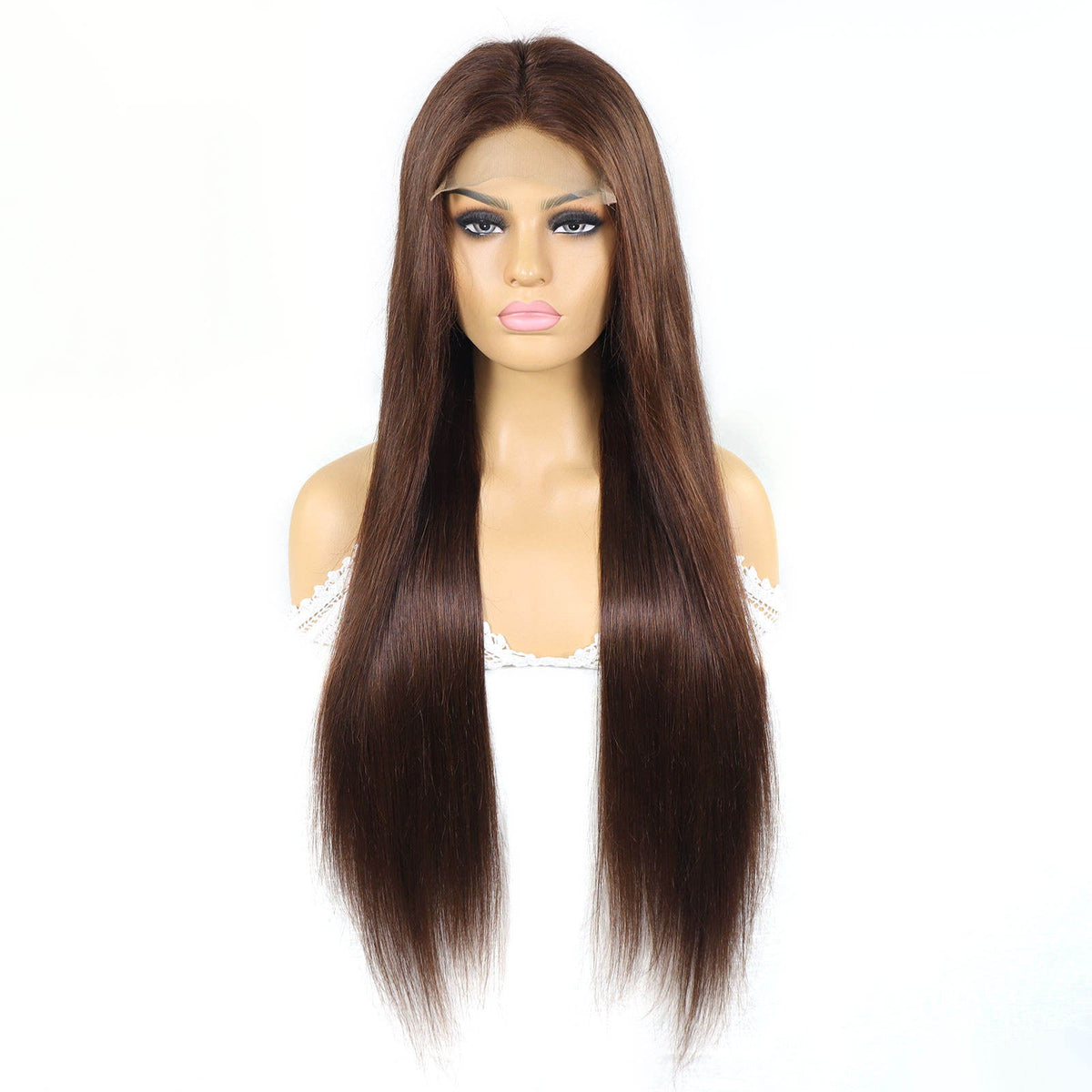 4x4 Lace Straight Human Hair Wig, Brown, Density
