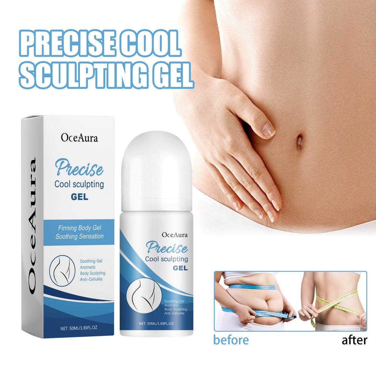 OceAura Precise Cool Sculpting Gel, Firming Thigh Muscles Abdominal Fat Shaping Slimming Body Care Ball