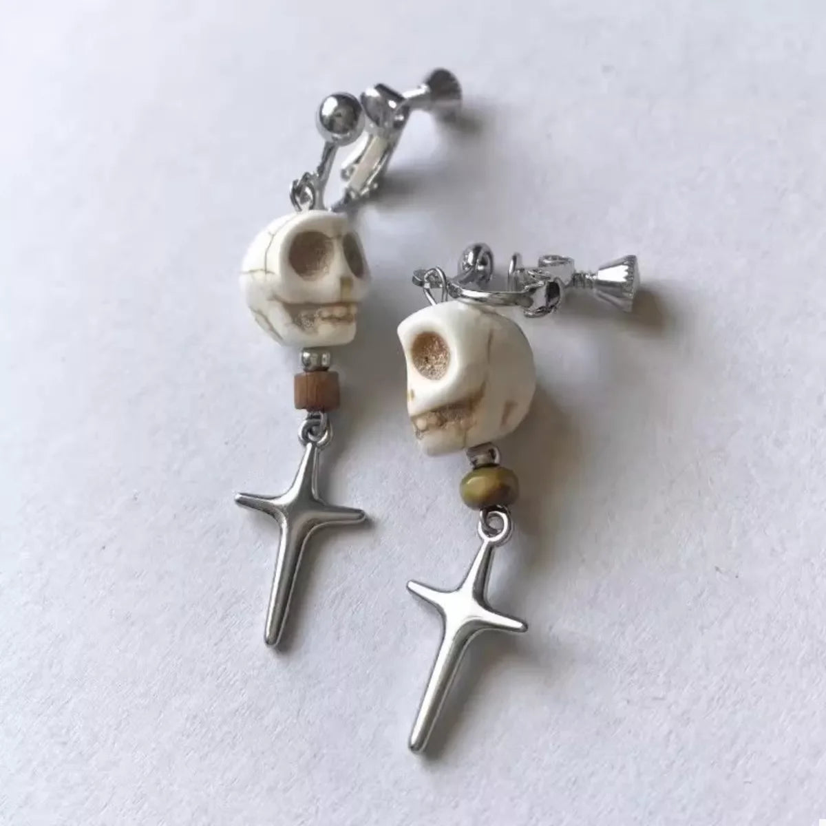 Skull Cross Drop Earrings