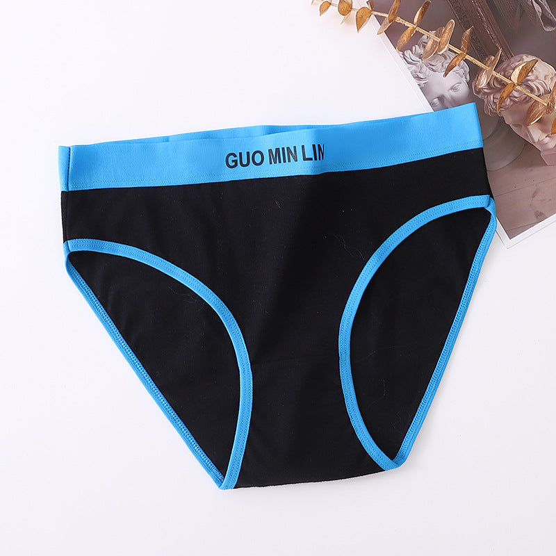 Cotton Women's Sports Mid-waist Letter Breathable Panties