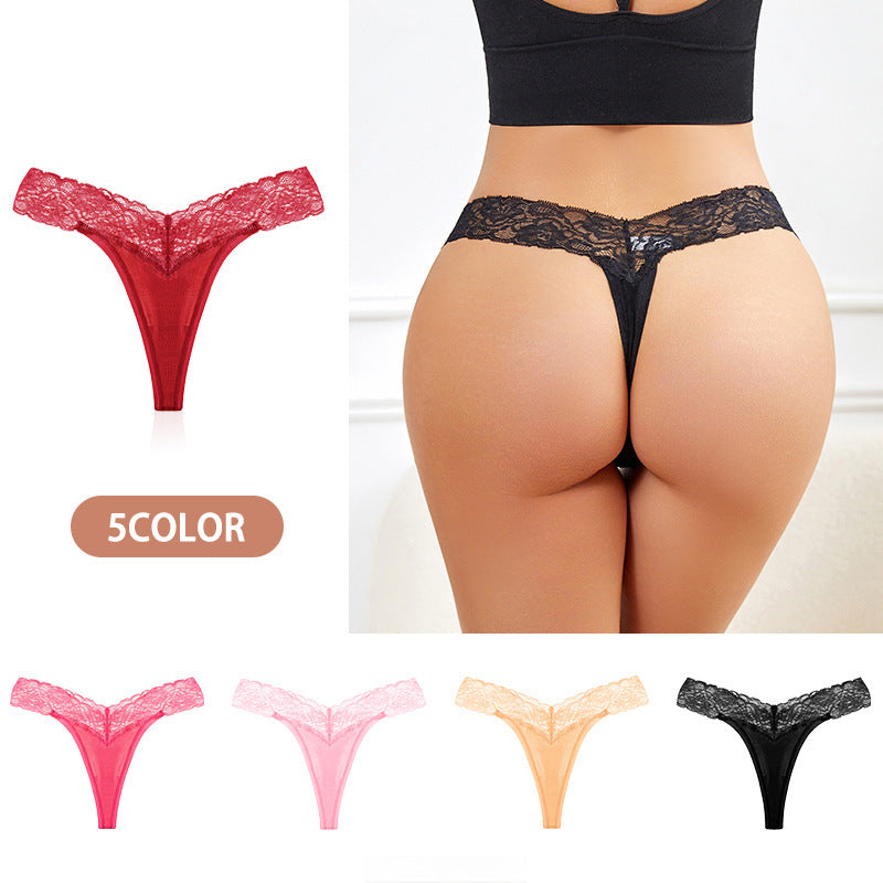 Women's Low Rise Lace Hip Leak Thong Panties