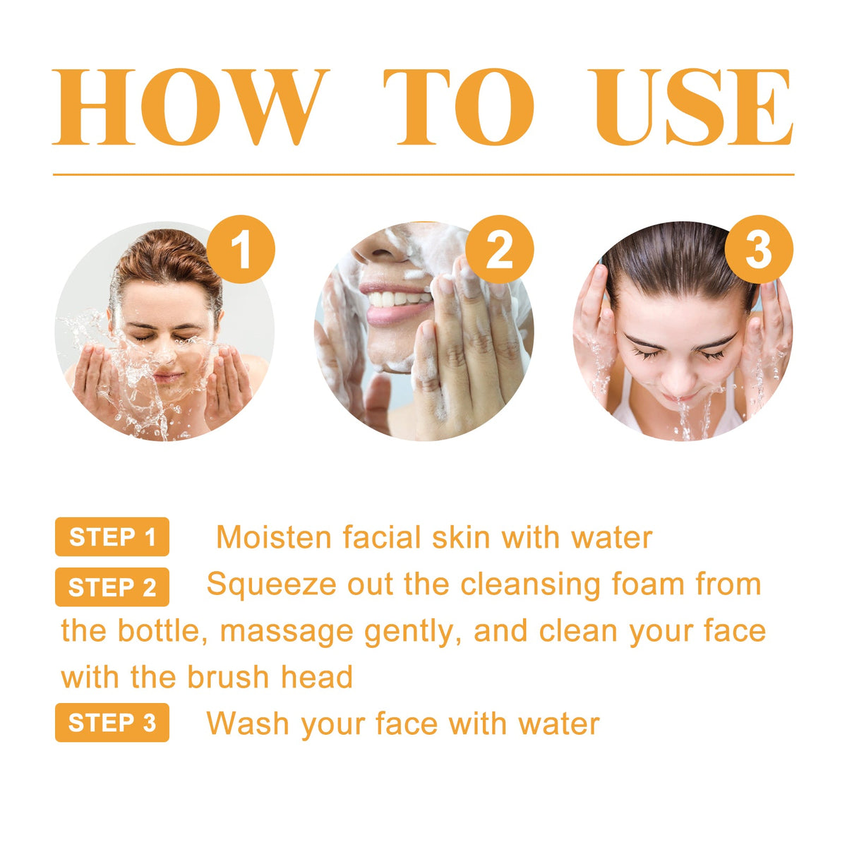 Hoygi Turmeric Brightening Facial Cleanser With Built-In Silicone Massage Brush, Deep Clean Fade Acne Marks Moisturizing Face Wash