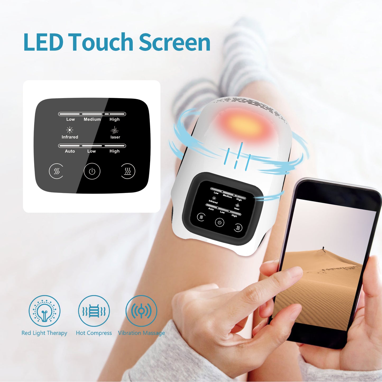 Smart Electric Intelligent Kneading Heating Knee Massager Rechargeable Pain Relief Infrared Laser Vibration Knee Massager