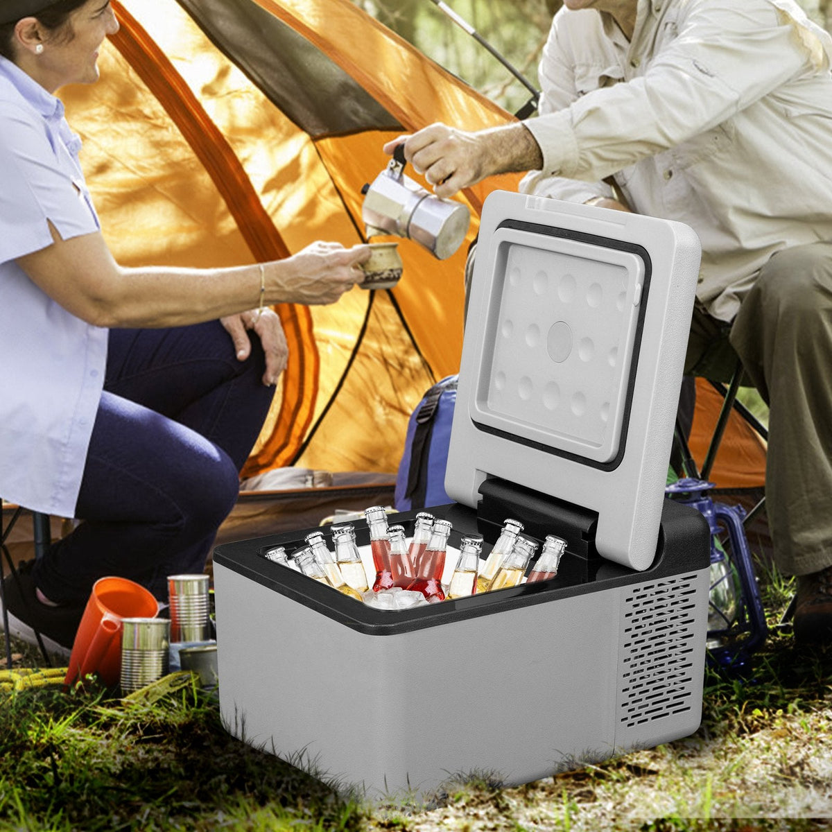 12 Volt Refrigerator 10 Qt, Portable Mini Freezer (-4℉~68℉) W/APP Control Car Compressor Fridge Cooler 12V/24V DC And 110-220V AC For Camping, Road Trip, Travel, Outdoor And Home