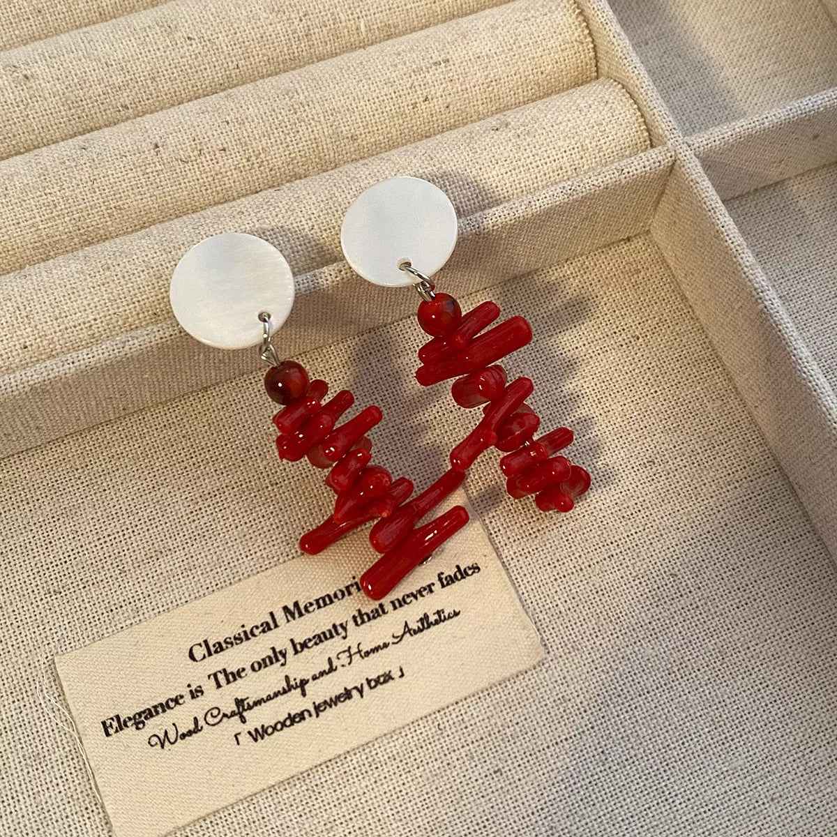 Resin Coral Chip Dangle Earrings