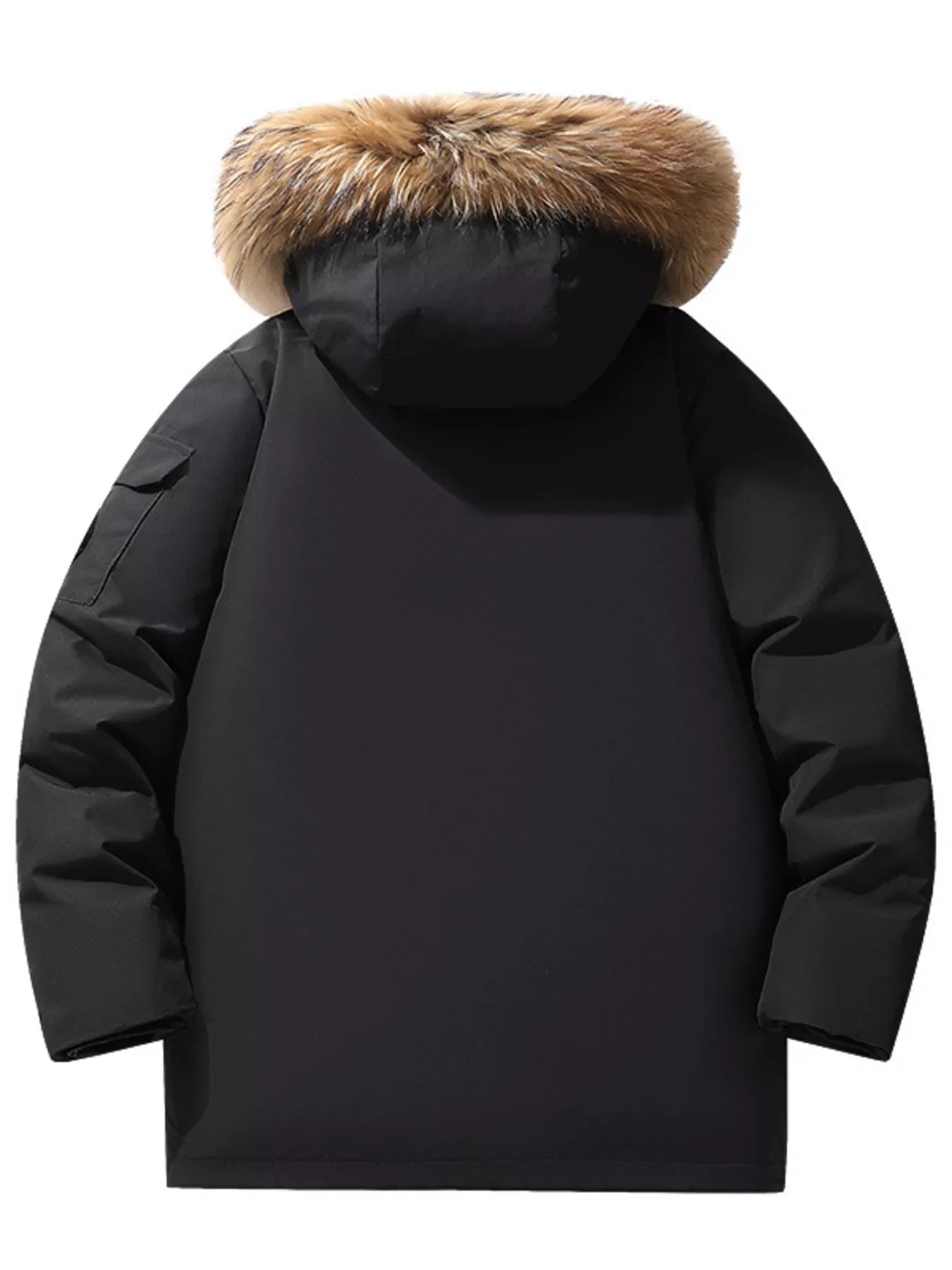 Men's Full Size Fur Hooded Zip Up Parka Coat Plus Size