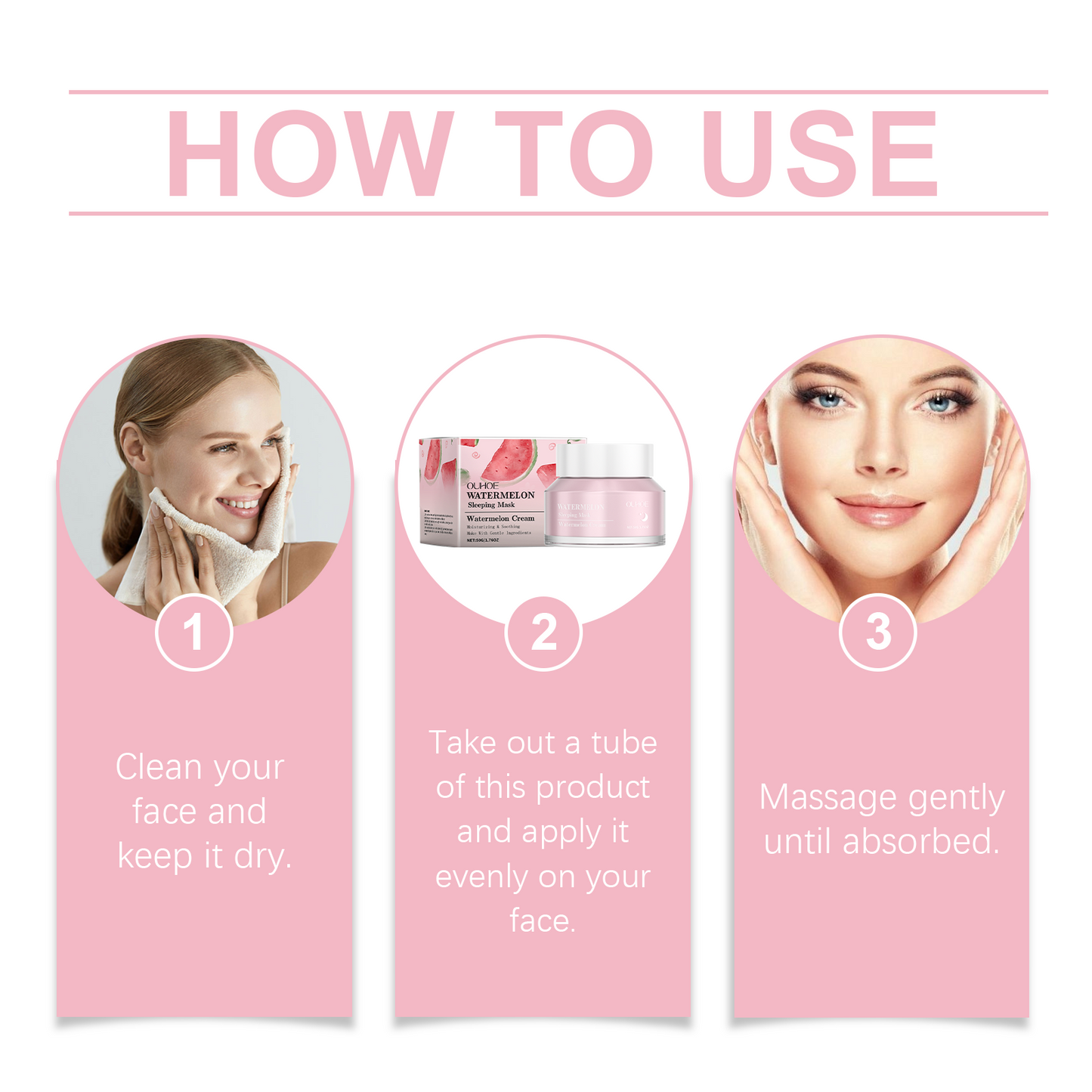 OUHOE Watermelon Sleeping Mask, Hydrates, Moisturizes, Brightens And Deeply Cleanses Pores