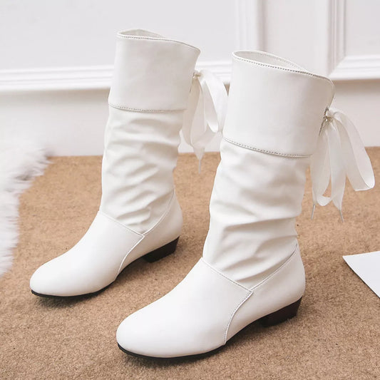 Round Toe Block Heels Boots